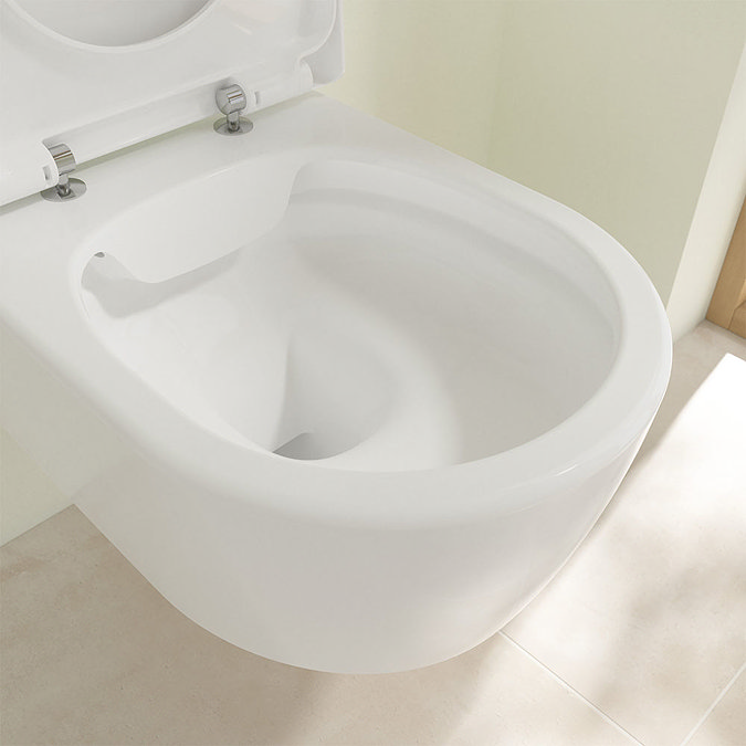 Villeroy and Boch Arto DirectFlush Rimless Wall Hung Toilet w/ Soft Close Seat - 4657HR01  Profile L