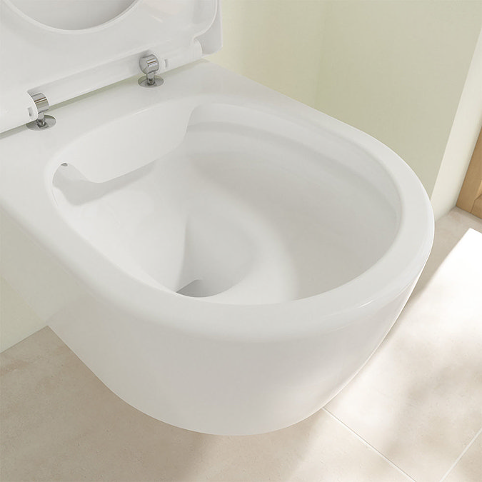 Villeroy and Boch Arto DirectFlush Rimless Wall Hung Toilet w/ Soft Close Seat - 4657HR01 Profile L