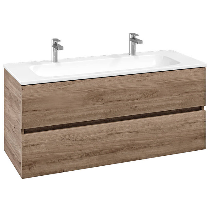 Villeroy and Boch Arto Oak Kansas 1200mm Wall Hung 2-Drawer Vanity Unit