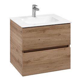 Villeroy and Boch Arto Oak Kansas 600mm Wall Hung 2-Drawer Vanity Unit