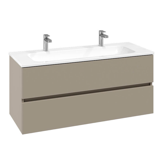 Villeroy and Boch Arto Sand Grey Matt 1200mm Wall Hung 2-Drawer Vanity Unit