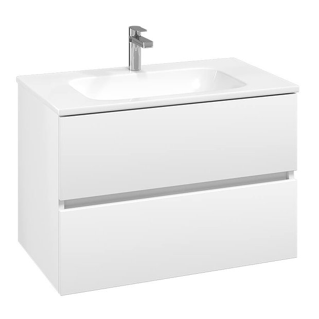 Villeroy and Boch Arto Satin White 800mm Wall Hung 2Drawer Vanity Unit