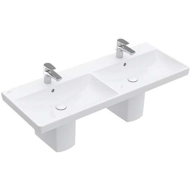 Villeroy and Boch Avento 1200 x 470mm Double Basin + Semi Pedestals Large Image