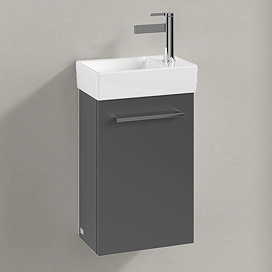 Villeroy and Boch Avento 360mm Wall-Hung Vanity Unit & Basin - Graphite with Chrome Handle