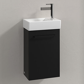 Villeroy and Boch Avento 360mm Wall-Hung Vanity Unit & Basin - Volcano Black with Black Handle