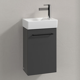 Villeroy and Boch Avento 360mm Wall-Hung Vanity Unit & Basin - Graphite with Black Handle