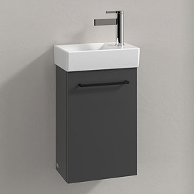 Villeroy and Boch Avento 360mm Wall-Hung Vanity Unit & Basin - Graphite with Black Handle