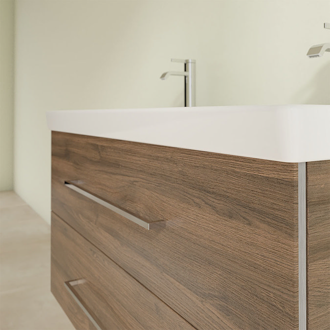 Villeroy and Boch Avento Arizona Oak 1000mm Wall Hung 2-Drawer Double Vanity Unit Standard Large Im