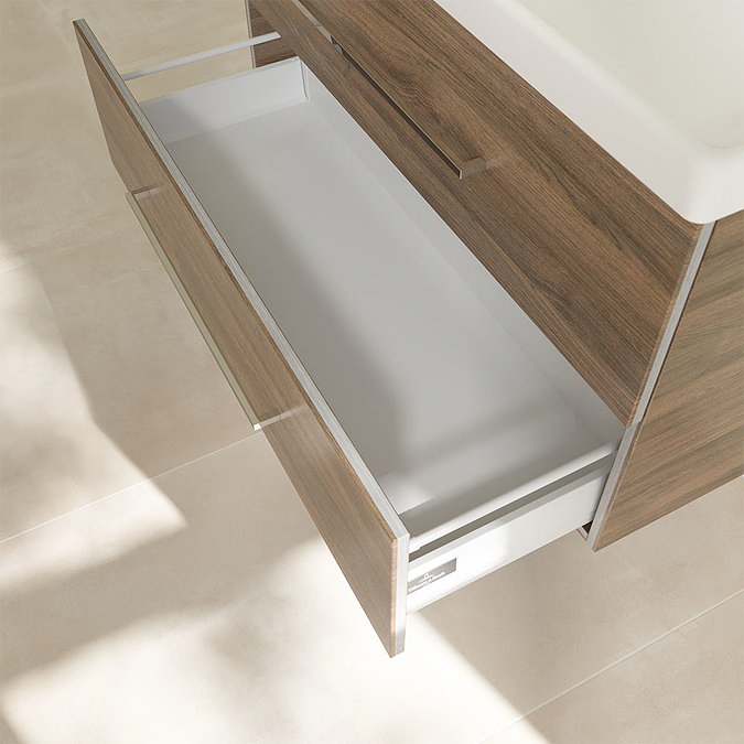 Villeroy and Boch Avento Arizona Oak 1000mm Wall Hung 2-Drawer Double Vanity Unit In Bathroom Large