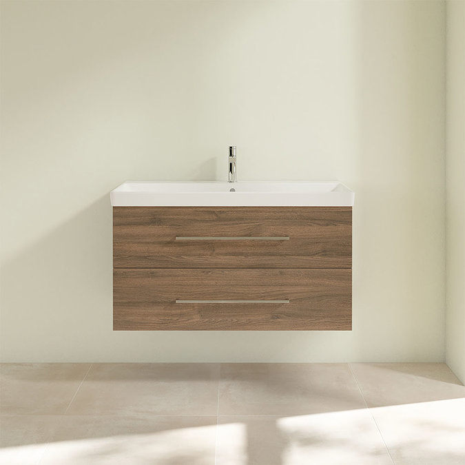 Villeroy and Boch Avento Arizona Oak 1000mm Wall Hung 2-Drawer Vanity Unit Feature Large Image