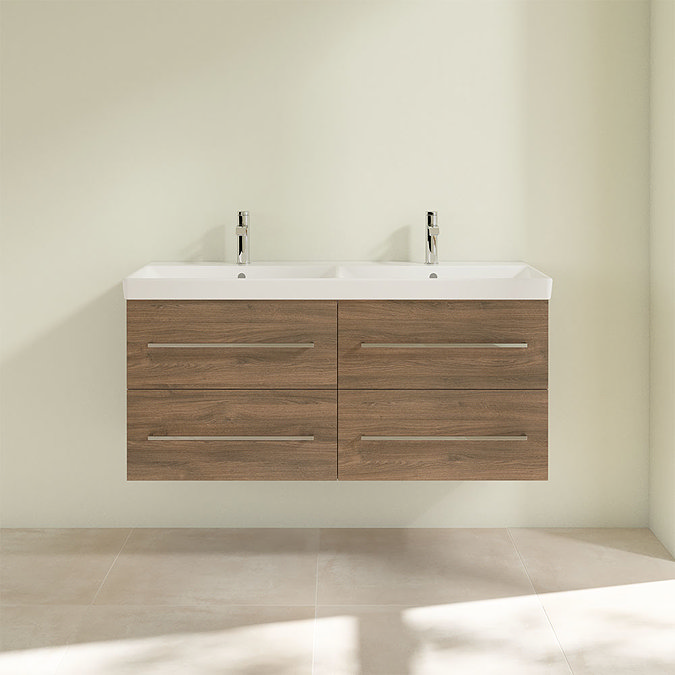 Villeroy and Boch Avento Arizona Oak 1200mm Wall Hung 4-Drawer Double Vanity Unit  Feature Large Image