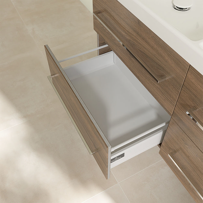 Villeroy and Boch Avento Arizona Oak 1200mm Wall Hung 4-Drawer Double Vanity Unit  In Bathroom Large Image