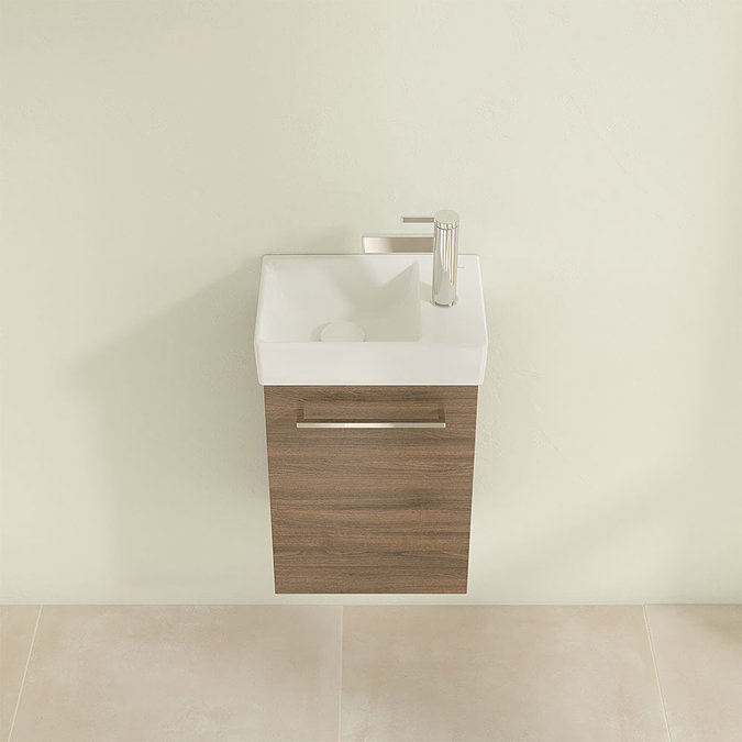 Villeroy and Boch Avento Arizona Oak 360mm Wall Hung Vanity Unit with Left Bowl Basin Standard Larg