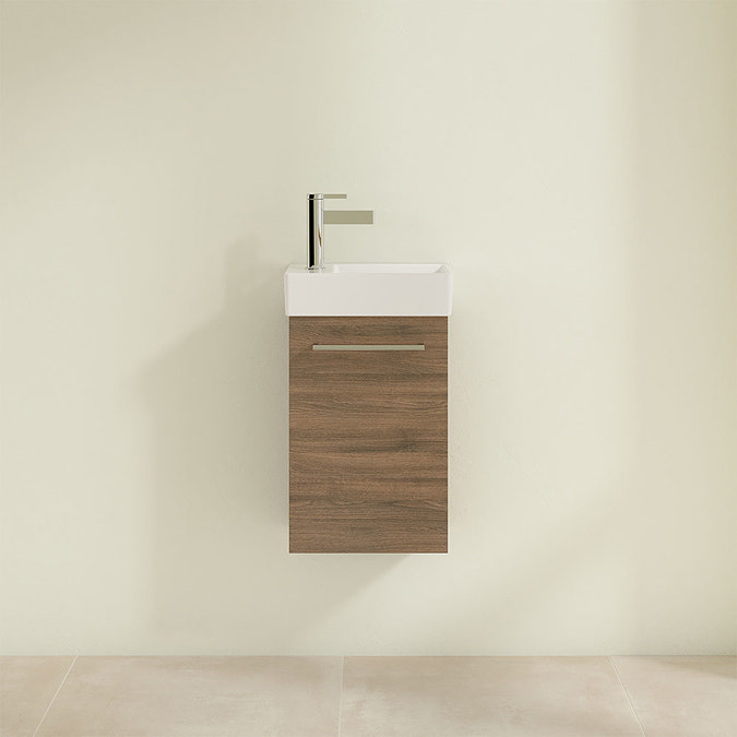 Villeroy and Boch Avento Arizona Oak 360mm Wall Hung Vanity Unit with Right Bowl Basin Feature Larg