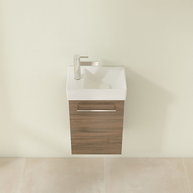 Villeroy and Boch Avento Arizona Oak 360mm Wall Hung Vanity Unit with Right Bowl Basin  Standard Lar