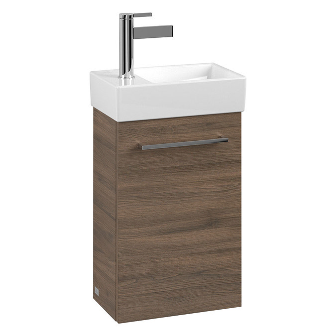 Villeroy and Boch Avento Arizona Oak 360mm Wall Hung Vanity Unit with Right Bowl Basin Large Image