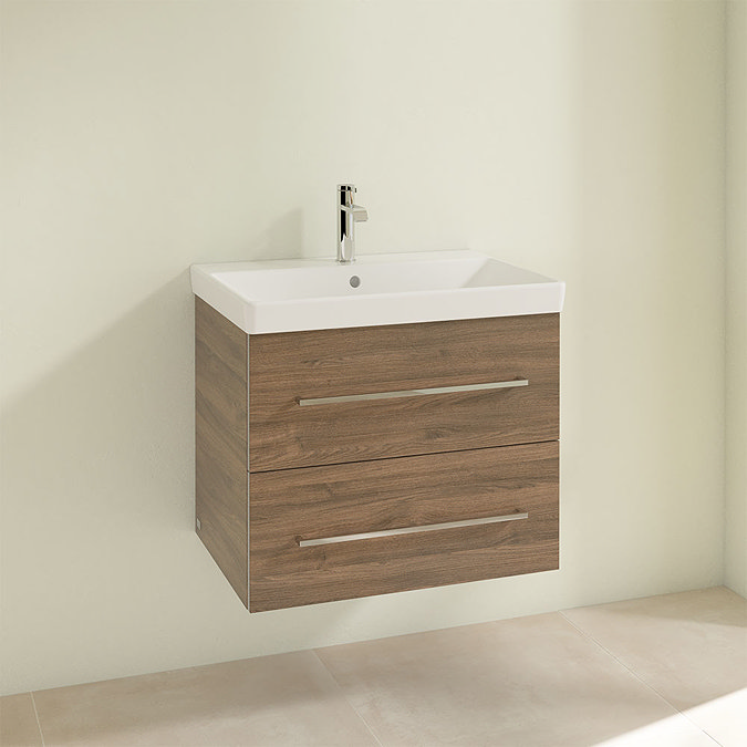 Villeroy and Boch Avento Arizona Oak 650mm Wall Hung 2-Drawer Vanity Unit Profile Large Image