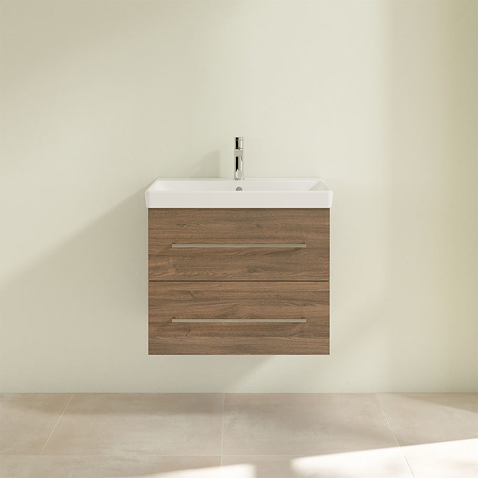 Villeroy and Boch Avento Arizona Oak 650mm Wall Hung 2-Drawer Vanity Unit Feature Large Image