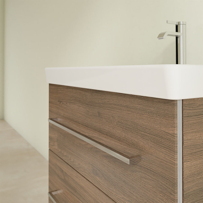 Villeroy and Boch Avento Arizona Oak 650mm Wall Hung 2-Drawer Vanity Unit In Bathroom Large Image