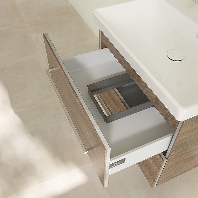 Villeroy and Boch Avento Arizona Oak 650mm Wall Hung 2-Drawer Vanity Unit Newest Large Image