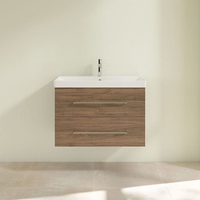 Villeroy and Boch Avento Arizona Oak 800mm Wall Hung 2-Drawer Vanity Unit Feature Large Image