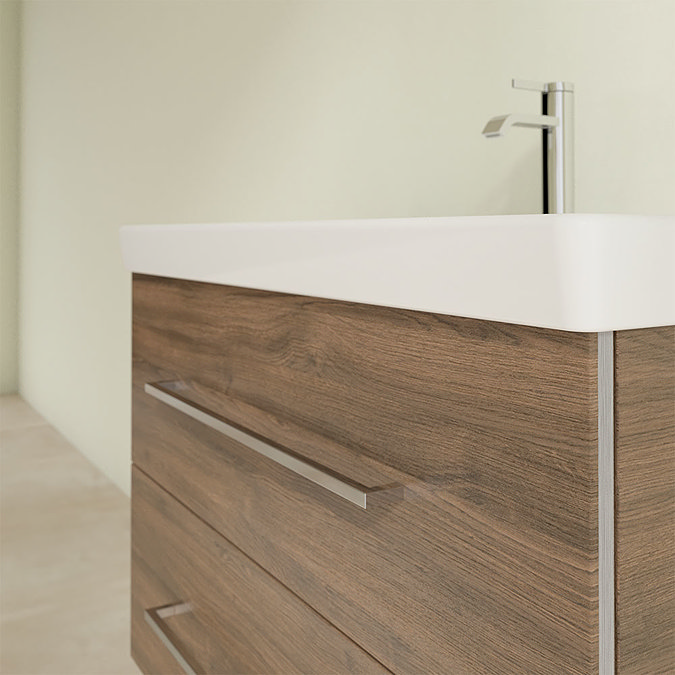 Villeroy and Boch Avento Arizona Oak 800mm Wall Hung 2-Drawer Vanity Unit In Bathroom Large Image