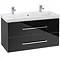 Villeroy and Boch Avento Crystal Black 1000mm Wall Hung 2-Drawer Double Vanity Unit Large Image