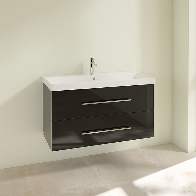 Villeroy and Boch Avento Crystal Black 1000mm Wall Hung 2-Drawer Vanity Unit Profile Large Image