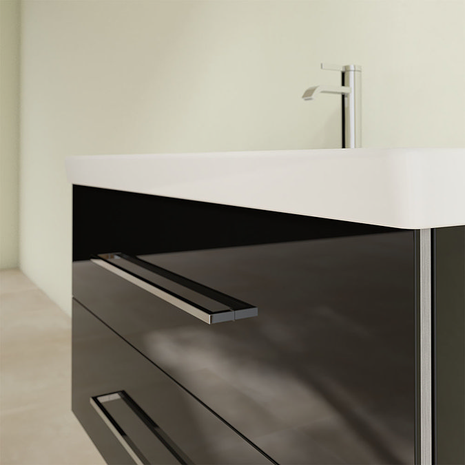 Villeroy and Boch Avento Crystal Black 1000mm Wall Hung 2-Drawer Vanity Unit Standard Large Image