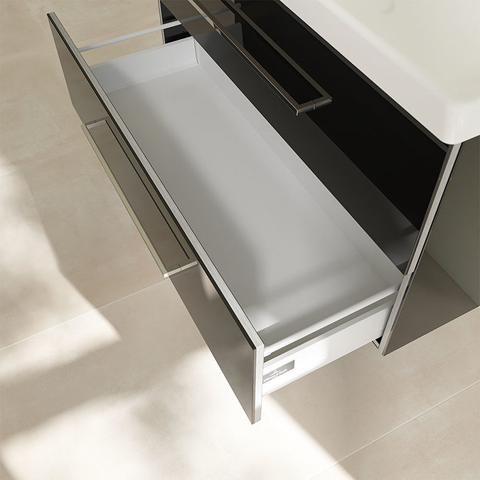 Villeroy and Boch Avento Crystal Black 1000mm Wall Hung 2-Drawer Vanity Unit In Bathroom Large Imag