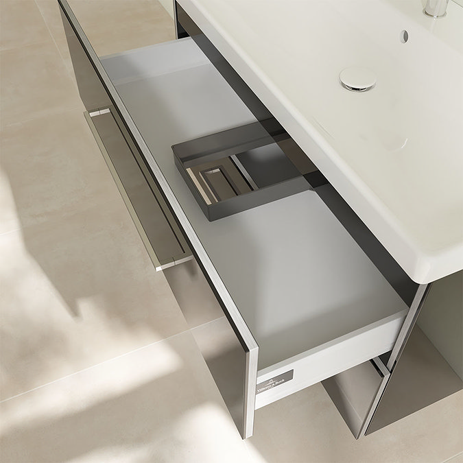 Villeroy and Boch Avento Crystal Black 1000mm Wall Hung 2-Drawer Vanity Unit additional Large Image