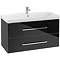 Villeroy and Boch Avento Crystal Black 1000mm Wall Hung 2-Drawer Vanity Unit Large Image