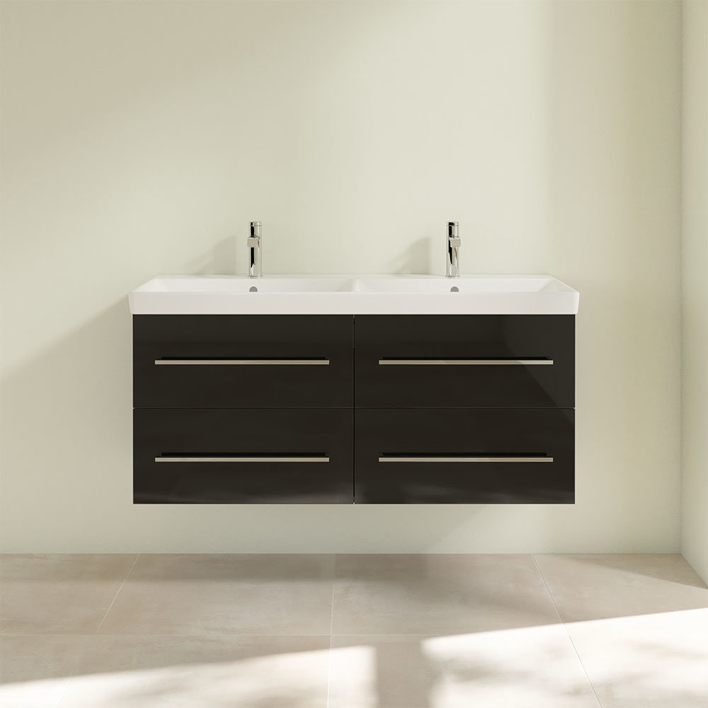 Villeroy and Boch Avento Crystal Black 1200mm Wall Hung 4Drawer Double