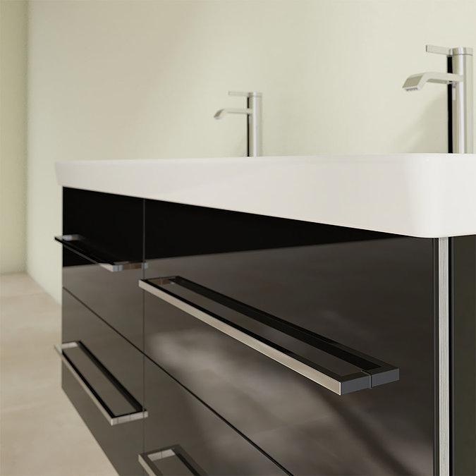 Villeroy and Boch Avento Crystal Black 1200mm Wall Hung 4-Drawer Double Vanity Unit  In Bathroom Lar