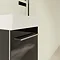 Villeroy and Boch Avento Crystal Black 360mm Wall Hung Vanity Unit with Left Bowl Basin In Bathroom