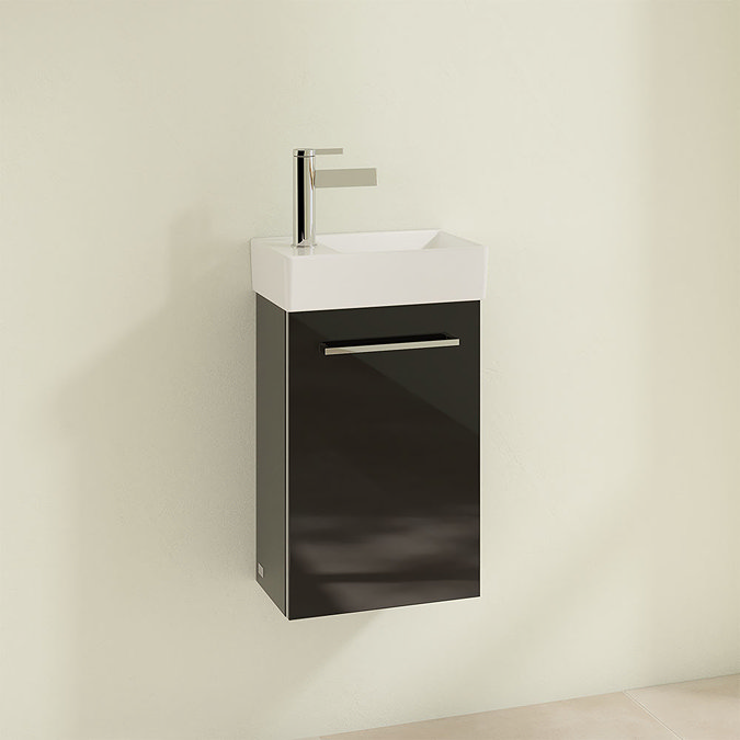 Villeroy and Boch Avento Crystal Black 360mm Wall Hung Vanity Unit with Right Bowl Basin Profile La