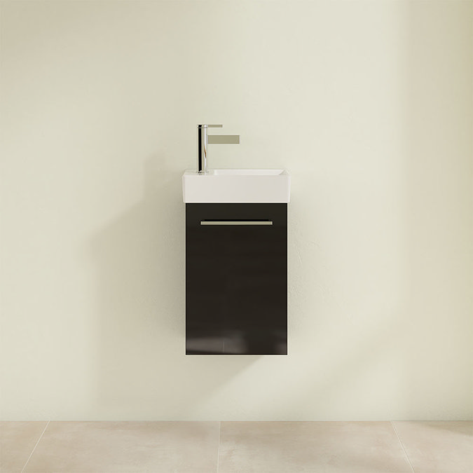 Villeroy and Boch Avento Crystal Black 360mm Wall Hung Vanity Unit with Right Bowl Basin Feature La