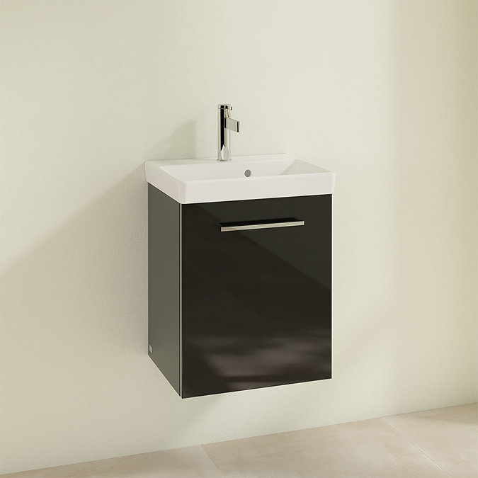 Villeroy and Boch Avento Crystal Black 450mm Wall Hung 1-Door Vanity Unit Profile Large Image