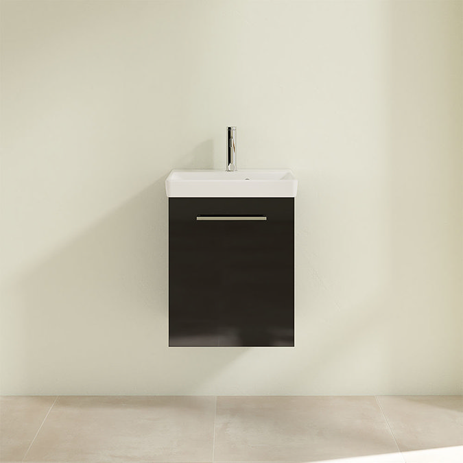 Villeroy and Boch Avento Crystal Black 450mm Wall Hung 1-Door Vanity Unit  Feature Large Image