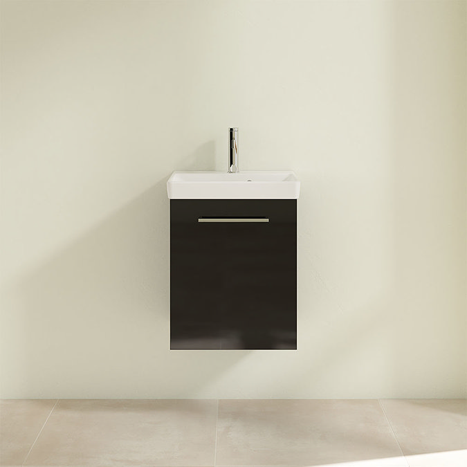 Villeroy and Boch Avento Crystal Black 450mm Wall Hung 1-Door Vanity Unit Feature Large Image