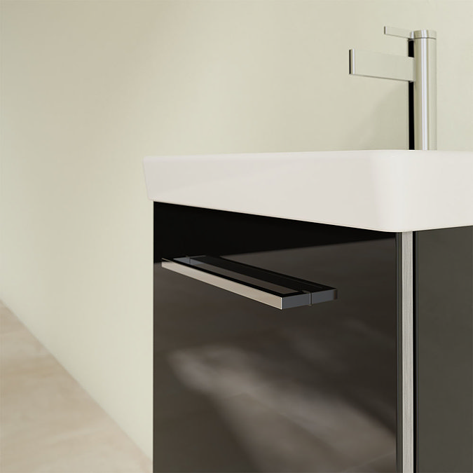 Villeroy and Boch Avento Crystal Black 450mm Wall Hung 1-Door Vanity Unit In Bathroom Large Image