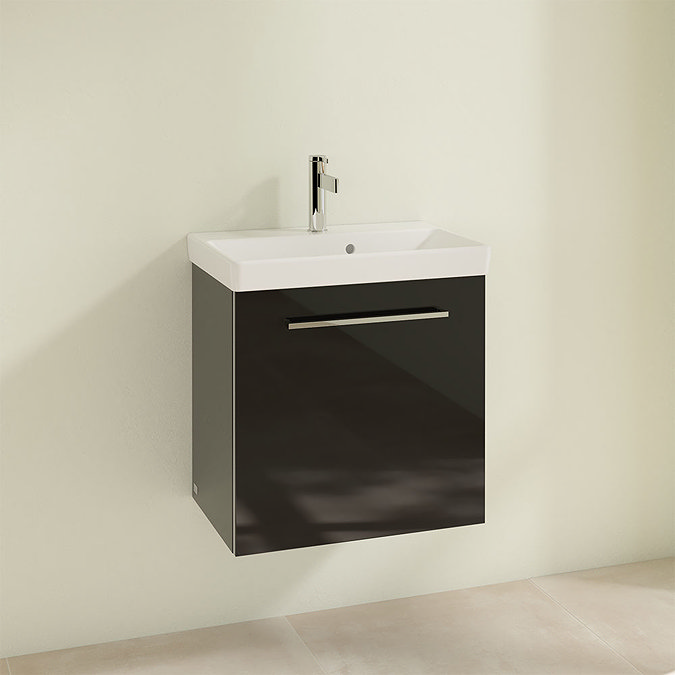 Villeroy and Boch Avento Crystal Black 550mm Wall Hung 1-Drawer Vanity Unit  Profile Large Image