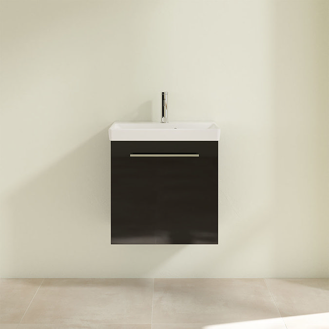 Villeroy and Boch Avento Crystal Black 550mm Wall Hung 1-Drawer Vanity Unit  Feature Large Image
