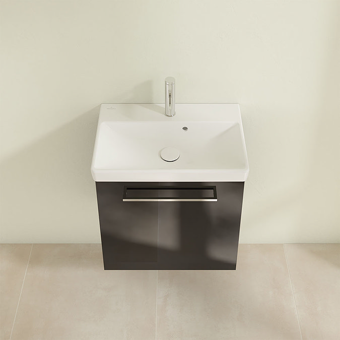 Villeroy and Boch Avento Crystal Black 550mm Wall Hung 1-Drawer Vanity Unit Standard Large Image
