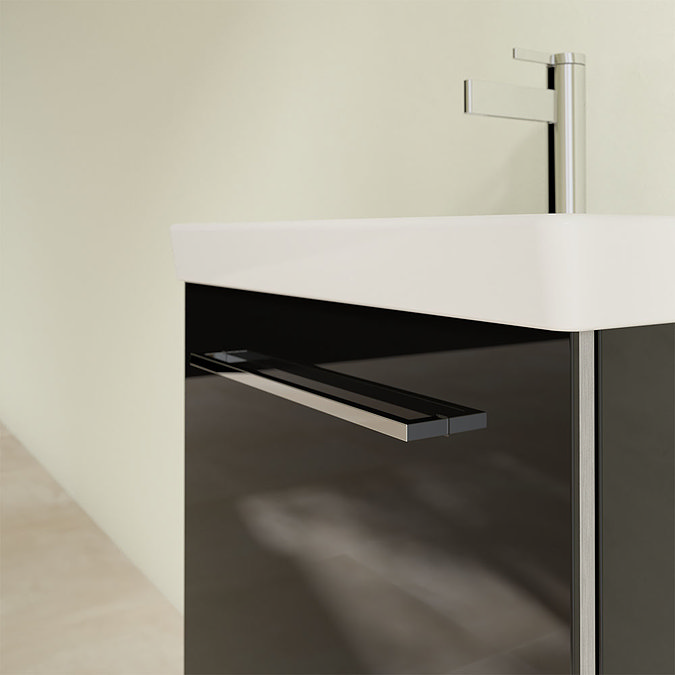 Villeroy and Boch Avento Crystal Black 550mm Wall Hung 1-Drawer Vanity Unit In Bathroom Large Image