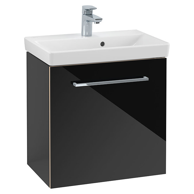 Villeroy and Boch Avento Crystal Black 550mm Wall Hung 1-Drawer Vanity Unit Large Image