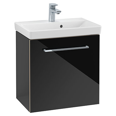 Villeroy and Boch Avento Crystal Black 550mm Wall Hung 1-Drawer Vanity Unit  Profile Large Image
