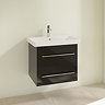 Villeroy and Boch Avento Crystal Black 600mm Wall Hung 2-Drawer Vanity Unit  Profile Large Image