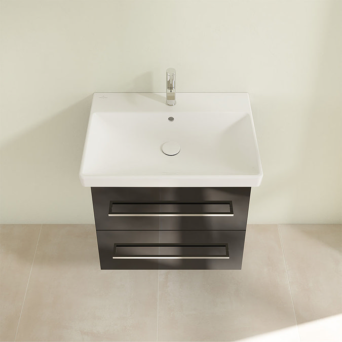 Villeroy and Boch Avento Crystal Black 600mm Wall Hung 2-Drawer Vanity Unit  Standard Large Image