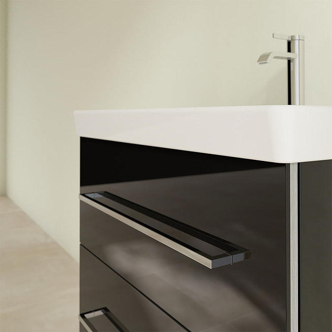 Villeroy and Boch Avento Crystal Black 650mm Wall Hung 2-Drawer Vanity Unit In Bathroom Large Image